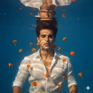 Underwater portrait of a young man prompt - surreal underwater boy prompt - Creative prompt for Boys