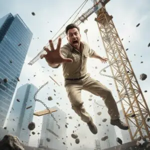 prompt of a man falling dramatically from a construction site - Trending prompt for boys