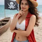 Prompt for A young Asian woman Pirate spirit on the beach - Creative prompt for Girls - Trending prompt for Woman