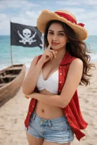 Prompt for A young Asian woman Pirate spirit on the beach - Creative prompt for Girls - Trending prompt for Woman
