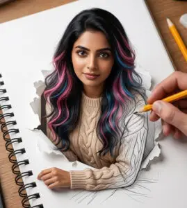 Self Drawing Girl Image Prompt - Prompt for Stylish Girl