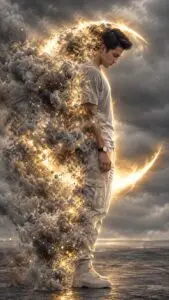 The Vanishing Soul Prompt – Man Dissolving Into Light Prompt